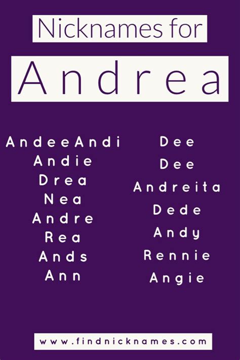 20 Popular Nicknames For Andrea Find Nicknames Nicknames For Girls