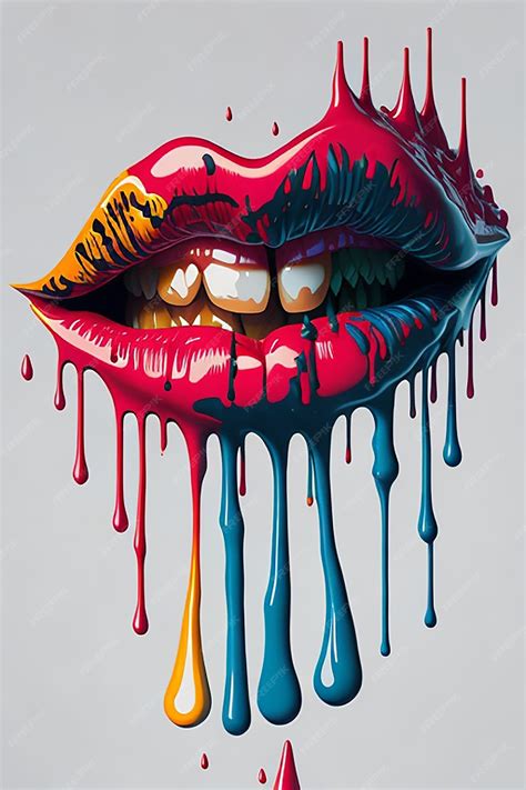 Premium Ai Image Purple And Pink Puckered Lips Drippy Kiss