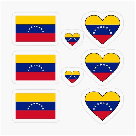 The Venezuela Flag Stickers Are Arranged In Different Shapes And Sizes