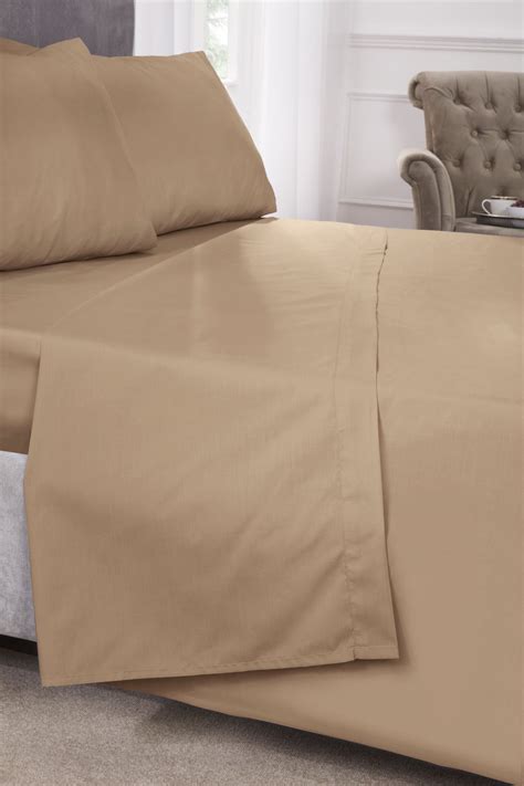 Percale Collection 180 Thread Count Percale Flat Sheet In Coffee