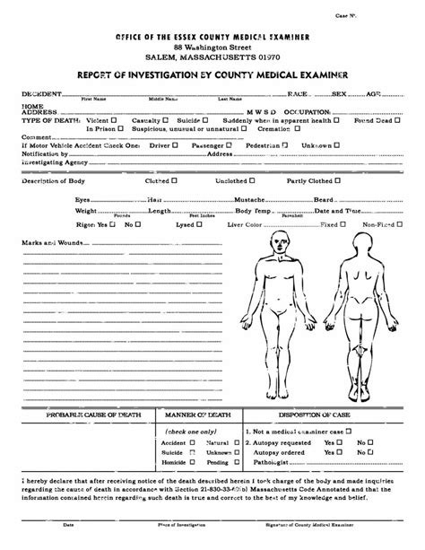 Autopsy Report Template Professional Template