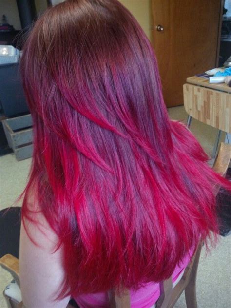 Red Ombre Hot Pink Hair Purple Hair Cool Hairstyles