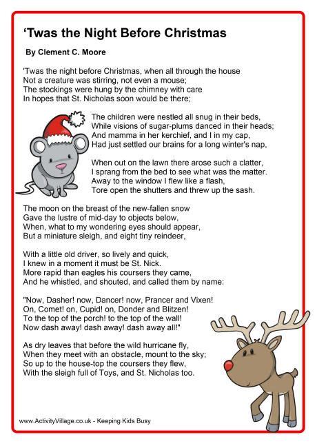 Twas The Night Before Christmas Poem Printable 2021