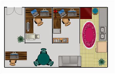 Homebyme, free online software to design and decorate your home in 3d. Simple Office Layout.