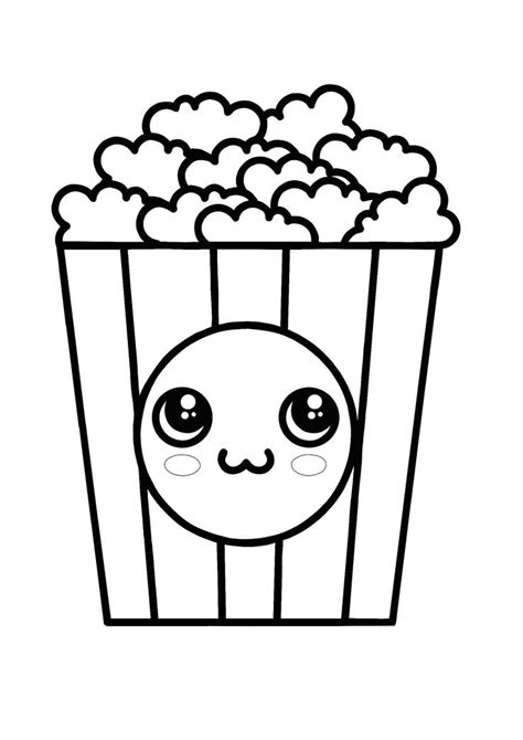 80s coloring pages are a fun way for kids of all ages to develop creativity, focus, motor skills and color recognition. Kawaii Popcorn coloring page | Coloring pages, Colored ...