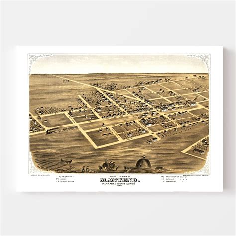 Vintage Map Of Manteno Illinois 1869 By Teds Vintage Art