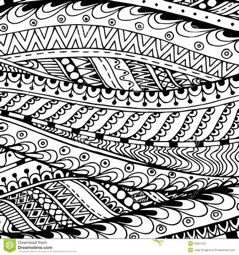 Asian Ethnic Doodle Black And White Pattern In Stock Vector Image