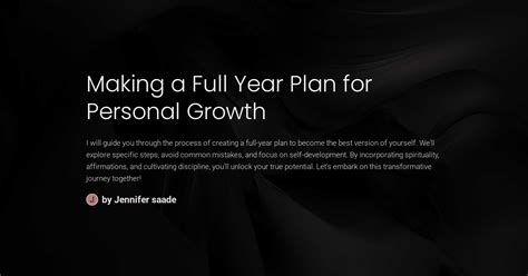 Making a Full Year Plan for Personal Growth