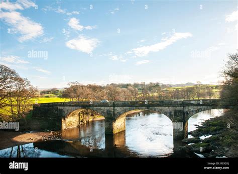 Three Arch Stone Bridge Over The River Lune At The Crook Of Lune Caton