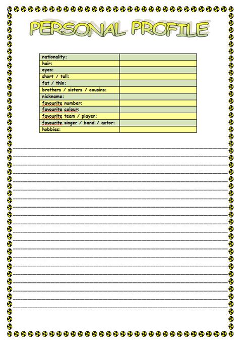 Personal Profile Worksheet