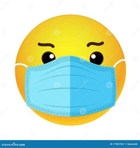 A Sad Emoticon With A Medical Mask Over Its Mouth Vector Illustration