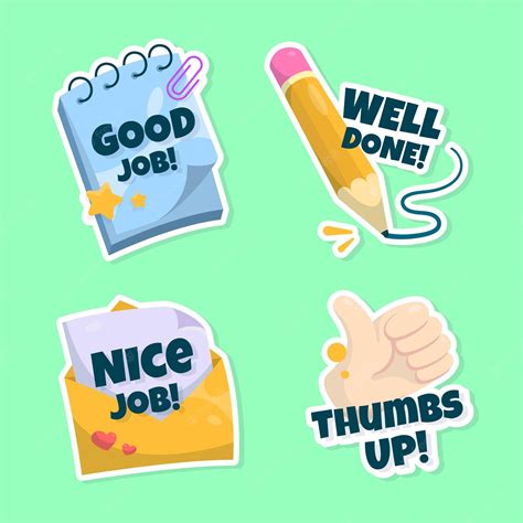 Free Vector Hand Drawn Good Job Stickers Set