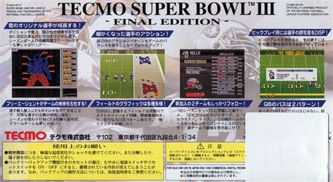 Tecmo Super Bowl Iii Final Edition Box Shot For Super Nintendo Gamefaqs