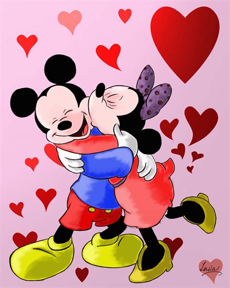 Baby Minnie Mouse And Mickey Mouse Kissing
