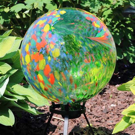 Sunnydaze Green Artistic Glass Gazing Ball Globe 10 Inch Set Of 2