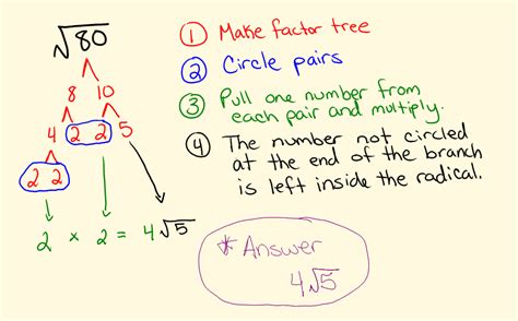 Note that only the base is affected by the exponent. Prime factor tree for simplifying radicals. | Math blog ...