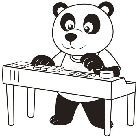 Cartoon Panda Playing An Electronic Organ Stock Vector Illustration