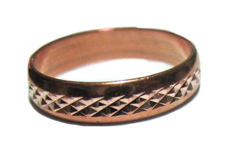 Pure Copper Ring Made In Usa Diamond Cut Checker Design Band Etsy