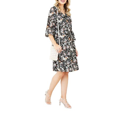 Yumi Black Floral Wrap Dress Party Dresses House Of Fraser