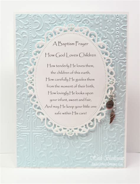 Maybe you would like to learn more about one of these? Embellished Dreams: A Baptism Prayer Card