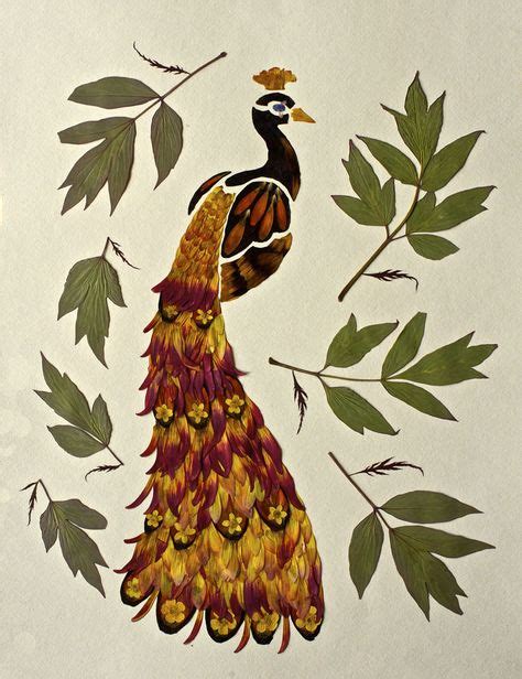 Contoh Mozaik Burung Merak Dari Daun Kering Kolase Cantik Dari Kumpulan