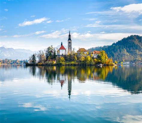 Lake Bled Slovenia Beautiful Mountain Lake With Small Pilgrimage