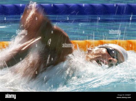Michael Phelps Of The United States Swims In The Mens 200 Metres Freestyle Heats At The Olympic
