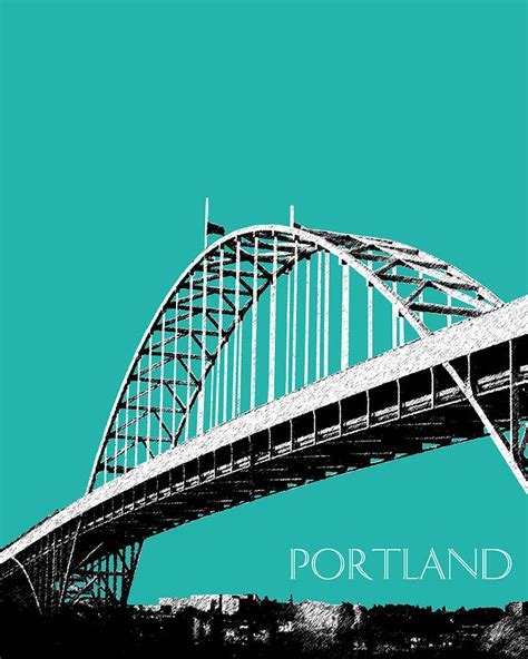 Portland Bridge Teal Digital Art By Db Artist Fine Art America