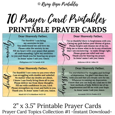 10 Printable Topic Prayer Cards C1 Instant Download Prayer Etsy