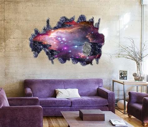 Hot Sell 3d Galaxy Wall Sticker Decals Purple Outer Space Removable