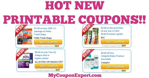 hot new printable coupons bic cetaphil allegra hefty tums purina dole secret and more