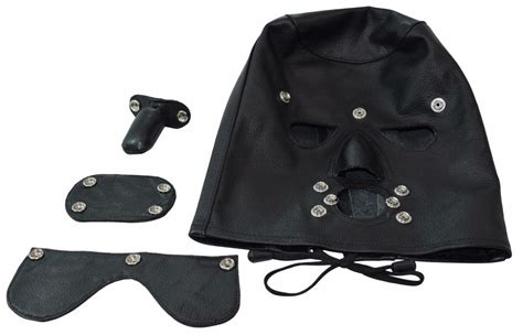 Genuine Leather Sensory Deprivation Bondage Hood W Attachable Blindfo Sade Fantasy