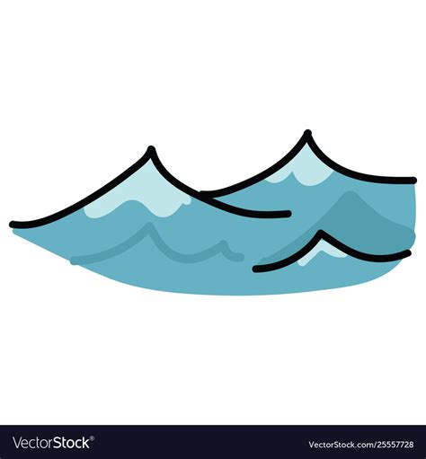 Cute Ocean Waves Cartoon Motif Royalty Free Vector Image