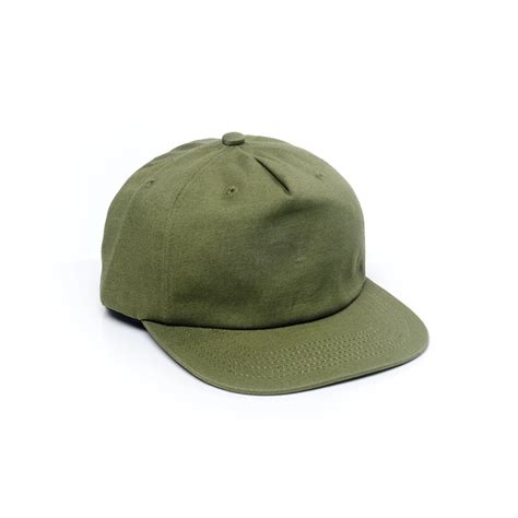 Army Green Unconstructed 5 Panel Strapback Hat