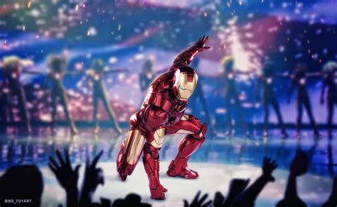 Download Cool Iron Man Landing On Stage Wallpaper