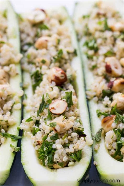How do you make stuffed zucchini? Quinoa Stuffed Zucchini Boats - Simply Quinoa