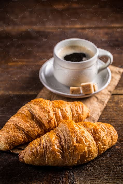 Coffee And Croissant Featuring Breakfast Croissant And White Food