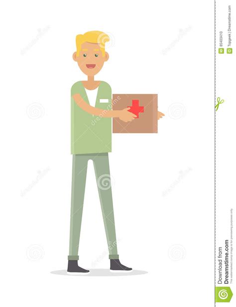 Male Nurse Medical Technician Isolated On White Stock Vector