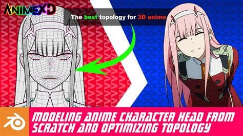 modeling anime character head from scratch and optimizing topology [the best topology for 3d