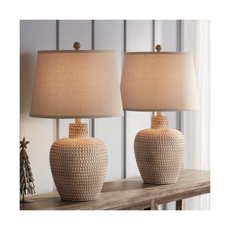 Regency Hill Glenn Dappled Beige Southwest Style Pot Table Lamps Set Of