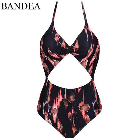 Bandea One Piece Swimwear Women Sexy Backless Swimwear Monokini Vintage Print Bathing Suit Cut