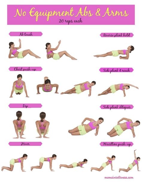 Body weight training exercises (moves that force you to push or pull your own weight) can tone and slim your body while adding definition to your with their help, we discovered the most beneficial exercise moves you can do, no equipment required. No Equipment Abs & Arms workout. 8 moves to get your ...