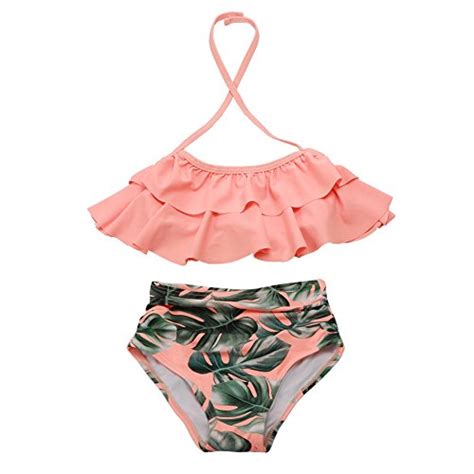 Girls Two Piece Swimsuit Toddler Falbala High Waisted Mother Daughter