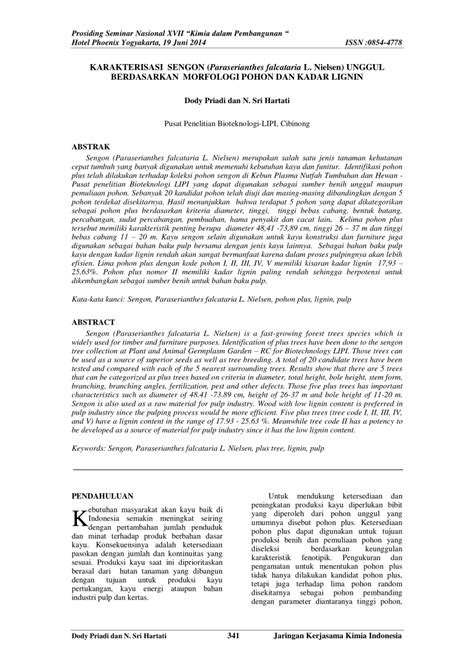 PDF Karakterisasi Sengon Paraserianthes Falcataria L Nielsen