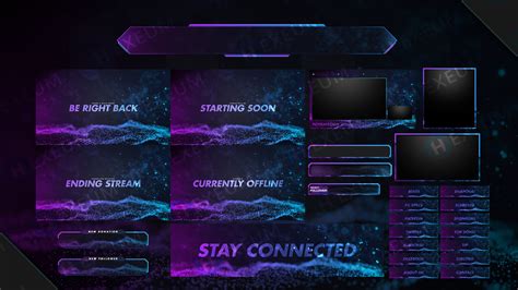 Purple And Blue Animated Twitch Overlay Package Webcam Etsy