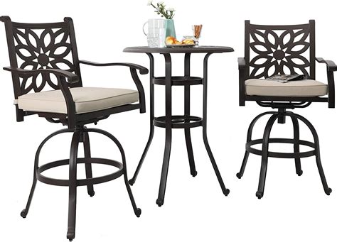 Sophia And William Patio 3 Pieces Bar Set With 2 Swivel Bar