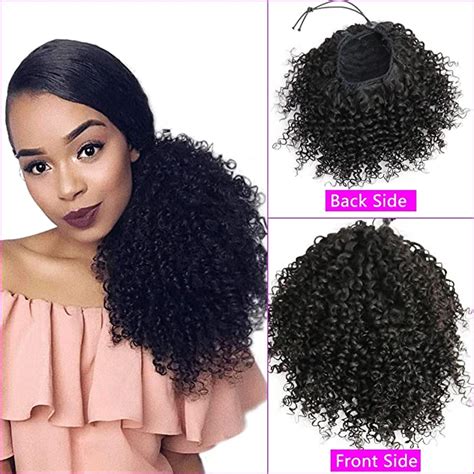 Afro Kinky Curly Clip In Ponytail Hair Extensions Human Hair For Black