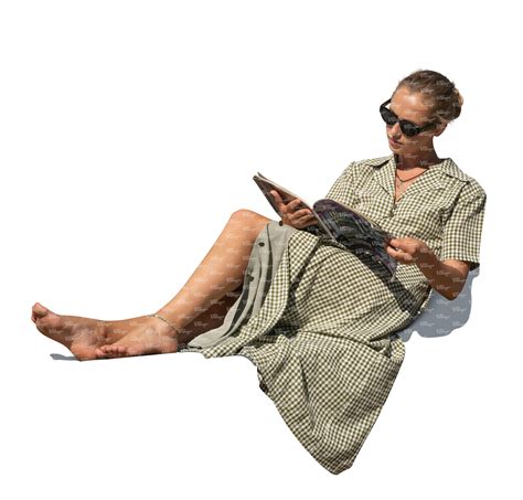 Cut Out Woman Sitting On Reclining Chair And Reading A Magazine Vishopper
