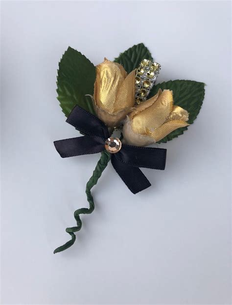 Gold And Black Wrist Corsage Black And Gold Corsage Prom Etsy