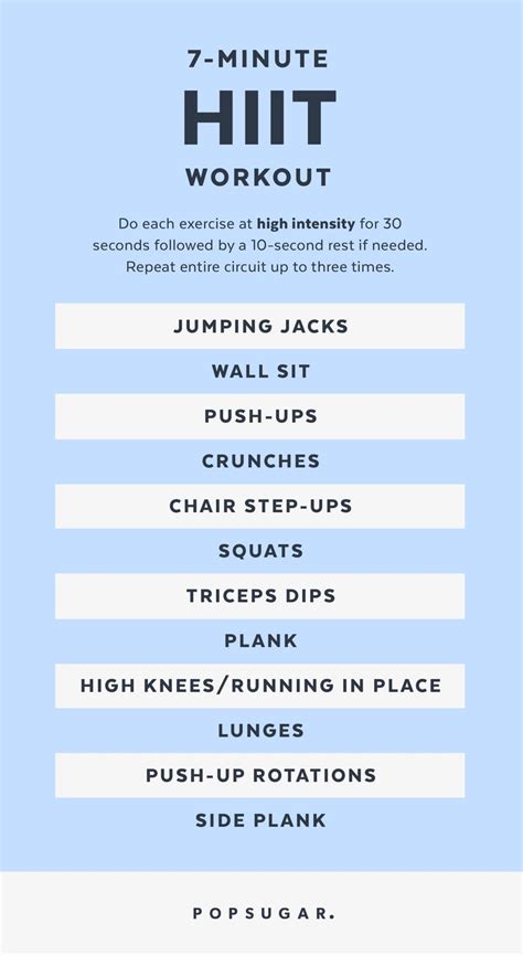 Minute HIIT Workout Printable Poster POPSUGAR Fitness